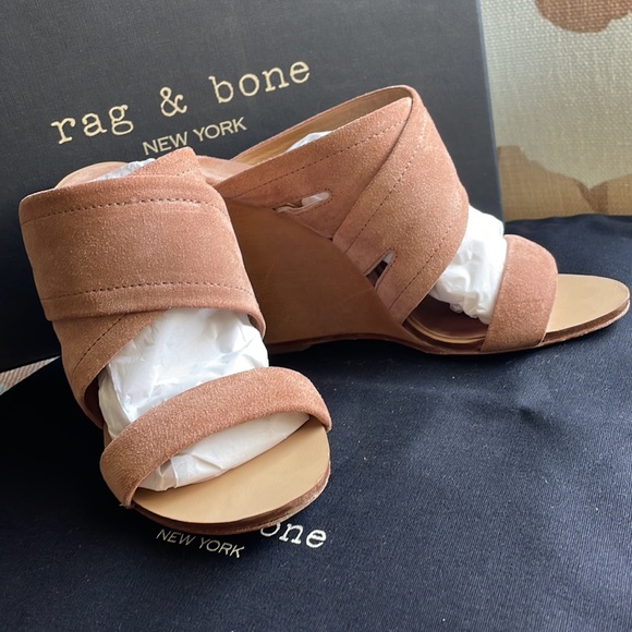 RAG & BONE Shaw Mule Wedge Sandals in Macaroon Rose - Picture 15 of 15